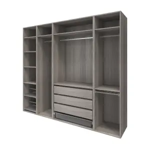 GoodHome Atomia Freestanding Grey oak effect Chipboard Wardrobe, clothing & shoes organiser (H)2250mm (W)2500mm (D)580mm