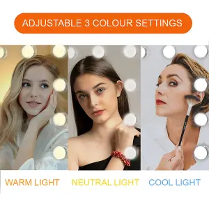 16 Dimmable LED Wireless Speaker Hollywood Vanity Mirror with LED Ambient Light Strip 80x58cm MT008058PRO