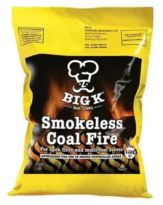 Big K Products Smokeless Coal SCF10x96-BQ, 96 x 10kg Bags on a Full Pallet, Suitable For Open Fires & Multi-Fuel Stoves