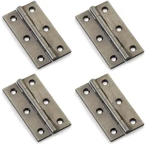 4 PACK - PAIR Solid Brass Cabinet Butt Hinge - 64mm - Pewter Premium Cupboard Fixings