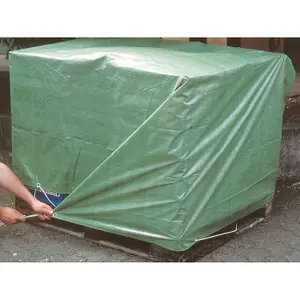 3 x 4 m Tarpaulin Waterproof Heavy Duty Cover Ground Sheet Camping with 4 Tarp Clips + 10m / 30ft Bungee Cord (Green - 90GSM)