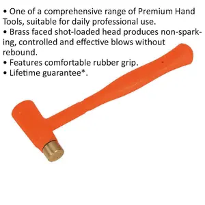 12oz Brass Faced Dead Blow Hammer with Rubber Grip - Non-Rebound Tool for Precision Work