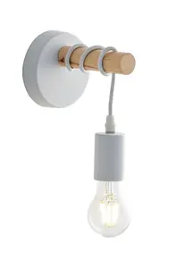 Luminosa Arizona Wall Light, Pine, White, E27