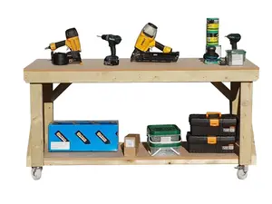 MDF top workbench (H-90cm, D-70cm, L-150cm) with wheels