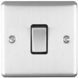 Light Switch Pack - 1x Intermediate & 2x Single - SATIN STEEL / Black 2 Way 10A