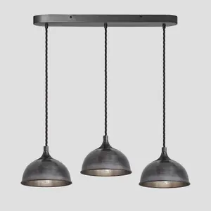 Industville Chelsea Dome 3 Wire Oval Cluster Lights, 8 inch, Pewter, Pewter holder