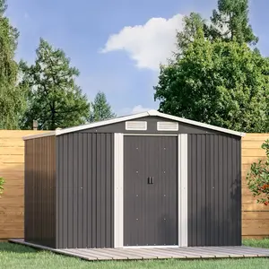 Aaronjohn 8 ft. W x 6.5 ft. D Metal Tool Shed Carbon Black