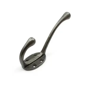 Oakcrafts - Antique Cast Iron Victorian 4 hole Round Stem Hat & Coat Hook 110mm - Pack of 4 Hooks