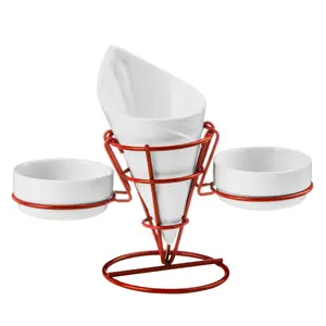 Maison by Premier Red French Fry Cone With 2 Dip Dishes