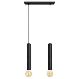 Luminosa Tuba Straight Bar Pendant Ceiling Light Black 40cm