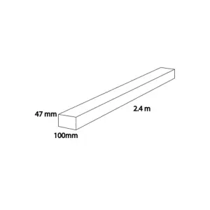 PACK OF 10 (Total 10 Units) - 47mm x 100mm Regularised Treated Sawn Timber C24 - 2400mm Length