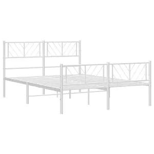 Berkfield Metal Bed Frame with Headboard and Footboard White 140x190 cm