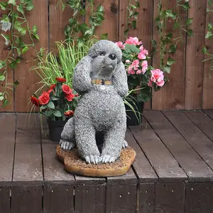 Stone Cast Sitting Poodle Statue