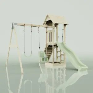 PolarPlay Tower Kids Wooden Climbing Frame with Swing and Slide - Swing Olavo Sage