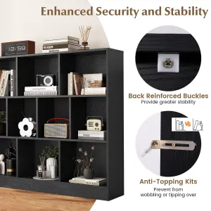 COSTWAY 10-Cube Bookshelf 3-Tier Wood Display Shelf 120cm Storage Organizer