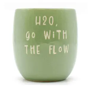 Set of 3 Green Slogan Ceramic Planters with Tray