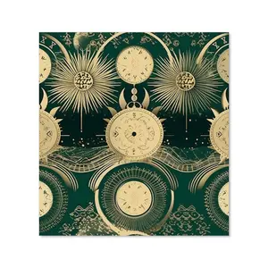 Green Moon and Sun Abstract Pattern Premium Glass Kitchen Splashback W700mm x H650mm