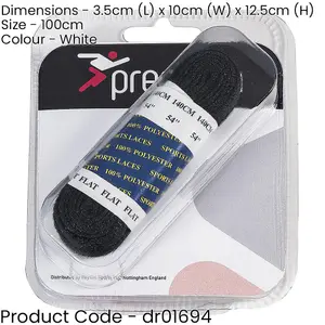 PAIR - 100cm White Flat Shoe Laces - Sporting Trainer Football Boot Lace