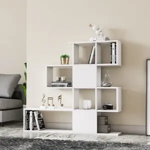 Karlin Geometric Bookcase Bookshelf Shelving Unit White