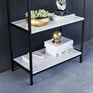 Vida Designs Brooklyn Grey 3 Tier Bookcase Industrial Freestanding Shelving Unit (H)780mm (W)600mm (D)300mm