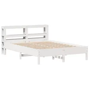 Berkfield Bed Frame without Mattress White 150x200 cm King Size Solid Wood Pine