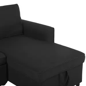 Corner Sofa NESNA Black Fabric Left Hand