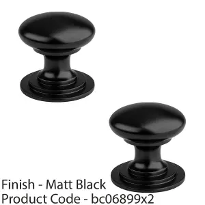 2 PACK - Victorian Tiered Door Knob - 38mm Matt Black Cabinet Pull Handle Round Rose