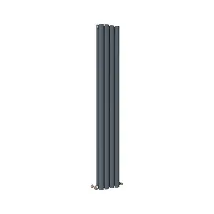 Vertical Anthracite Double Oval Panel Radiator (H)1600mm x (W)236mm, 3588 BTU.