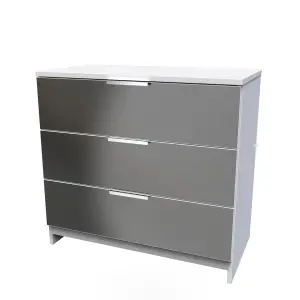 Poole 3 Drawer Chest in Black Gloss & White (Ready Assembled)