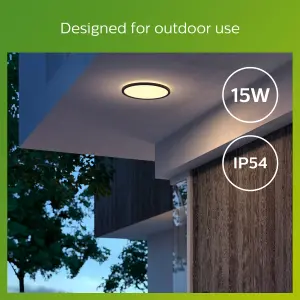 Philips LED SuperSim Ceiling Light Black 15W 27K  IP54