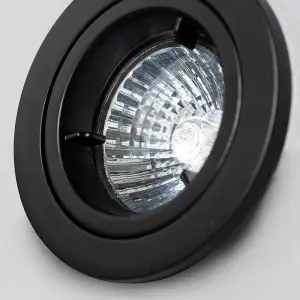 Litecraft 2 Pack Black Modern IP20 Fire Rated Fixed Downlights