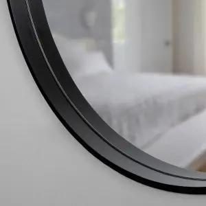 GoodHome Tisa Black Round Wall-mounted Bathroom Mirror (H)60cm (W)60cm