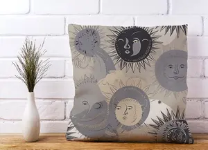 Grey Black Abstract Moon and Sun Cushions 45cm x 45cm