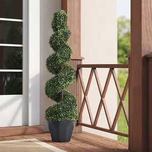 2 pcs Boxwood Tree Artificial Spiral Topiary Plant House Plant Garden Artificial Plant H 120 cm