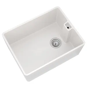 Liquida BL290WH 1.0 Bowl Belfast Inset Or Undermount Gloss White Kitchen Sink