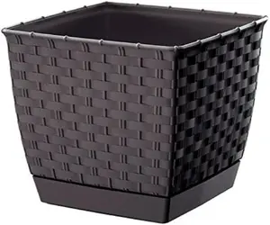 Plant Pot Flowerpot Wave Plastic Crystal Modern Decorative Small Medium Large Dark Brown Square 6 Litres