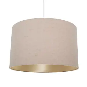 Modern Designer Taupe Textured Linen Lampshade with Inner Champagne Satin Fabric