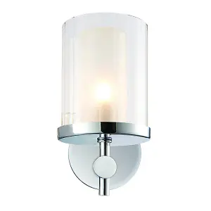 Luminosa Britton 1 Light Bathroom Wall Light Chrome IP44 with Clear Rippled Glass, G9