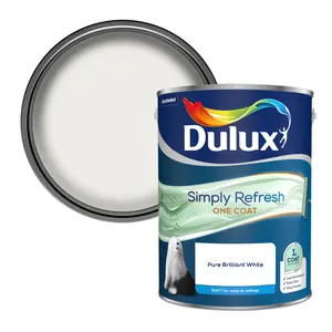 Dulux One coat Pure brilliant white Matt Emulsion paint, 5L