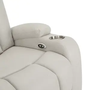 Hannah 3 Seater Electric Recliner, Light Grey Air Leather