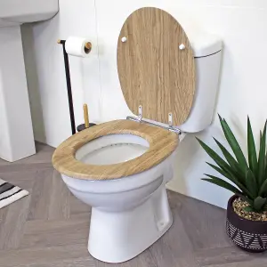 Showerdrape Norfolk Soft Close Rust Oak Wooden Toilet Seat