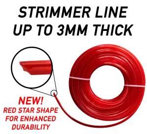 2.7mm REDSTAR strimmer/trimmer line/cord,longlast ,star shape for better cut and lasts longer-15m length