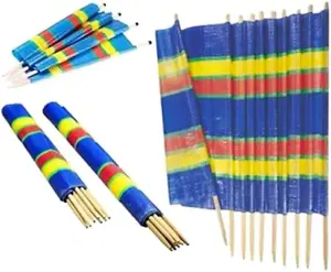 5 Pole Windbreak Wooden Multicolor Blue Stripe Tall Windbreaker Folding Garden Camping Beach Picnic Holiday Privacy Sun Screen