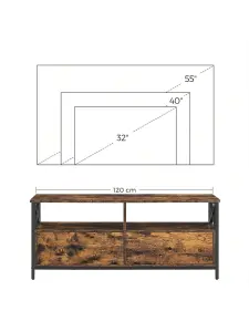 VASAGLE TV Cabinet TV Unit For 55-Inch TV, Living Room, With 2 Drawers, 2 Storage Shelves, Steel Frame, Rustic Brown And Black