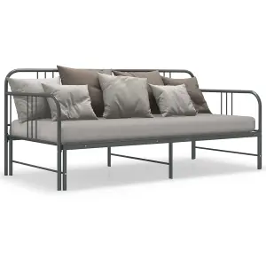 vidaXL Pull-out Sofa Bed Frame without Mattress Grey Metal 90x200 cm