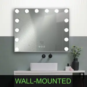 Matteo Hollywood Vanity Mirror 14 Dimmable 3 Colour LED Bulbs Touch Screen Tabletop 50x42cm