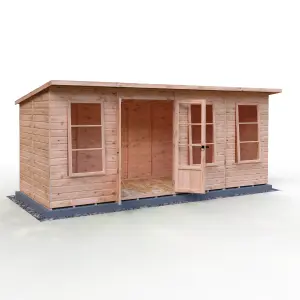 Dahlia 16x6ft Pent Summerhouse with double doors and 3 opening windows