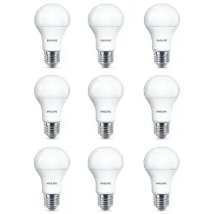 9x Philips LED Frosted E27 75w Warm White Edison Screw Light Bulbs Lamp 1055Lm