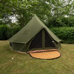 5M Kokoon Deluxe Bell Tent with Chimney fitting,  100% Cotton Canvas, Olive Green