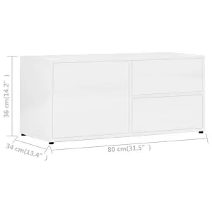 vidaXL TV Cabinet High Gloss White 80x34x36 cm Engineered Wood